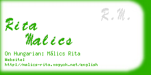 rita malics business card